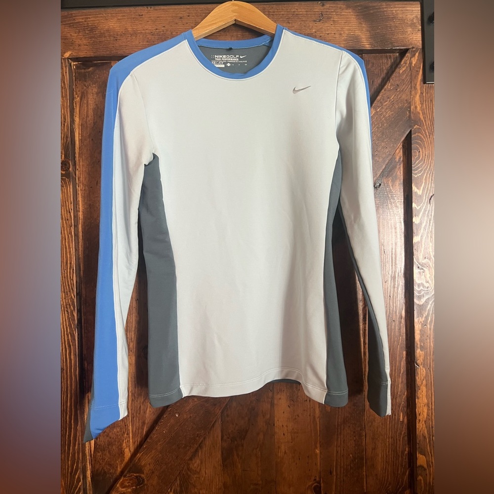 Nike golf dri-fit grey long sleeve athletic workout top